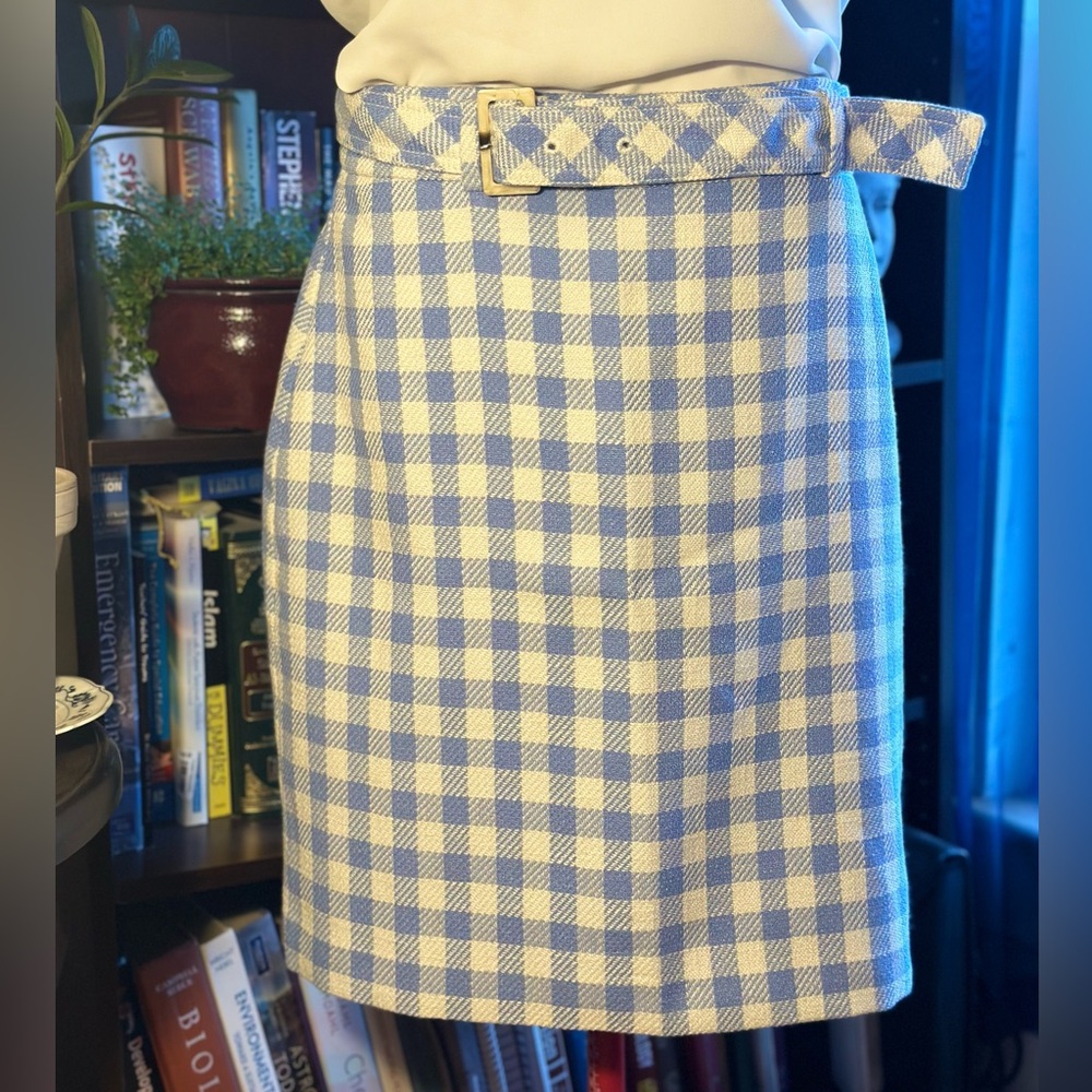 Ann Taylor Blue Gingham Pencil Skirt- Women’s 12